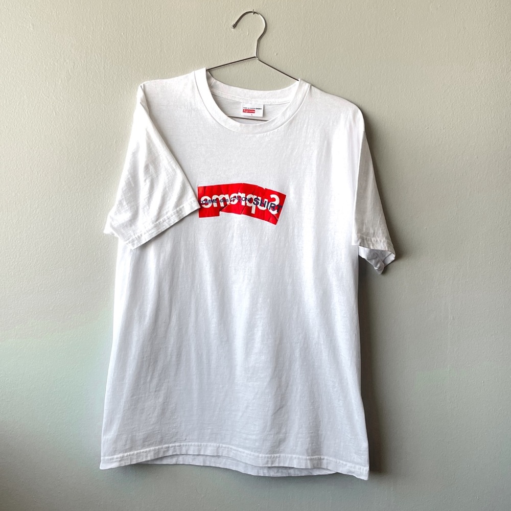 USED SUPREME X CDG CRUMBLED BOX LOGO TEE